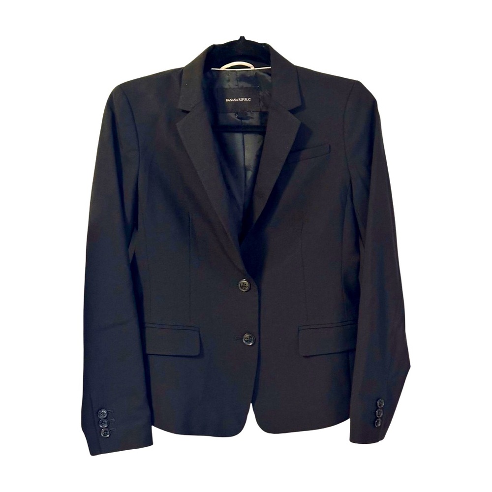 Banana Republic Black Blazer Tailored Workwear Business Casual Jacket Size 2P